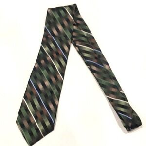 Arrow Mens 100% Silk Green Striped Tie 3.5" Wide Quiet Luxury Formal Career